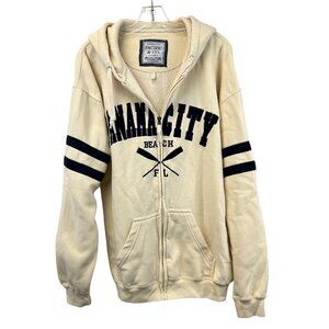 Pacific & Co. Men’s Zip Up Panama City Hoodie Cream/Navy Size XL